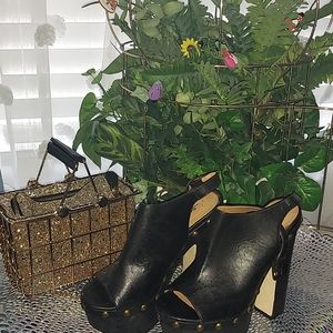Black Platform Open Toe Slingback